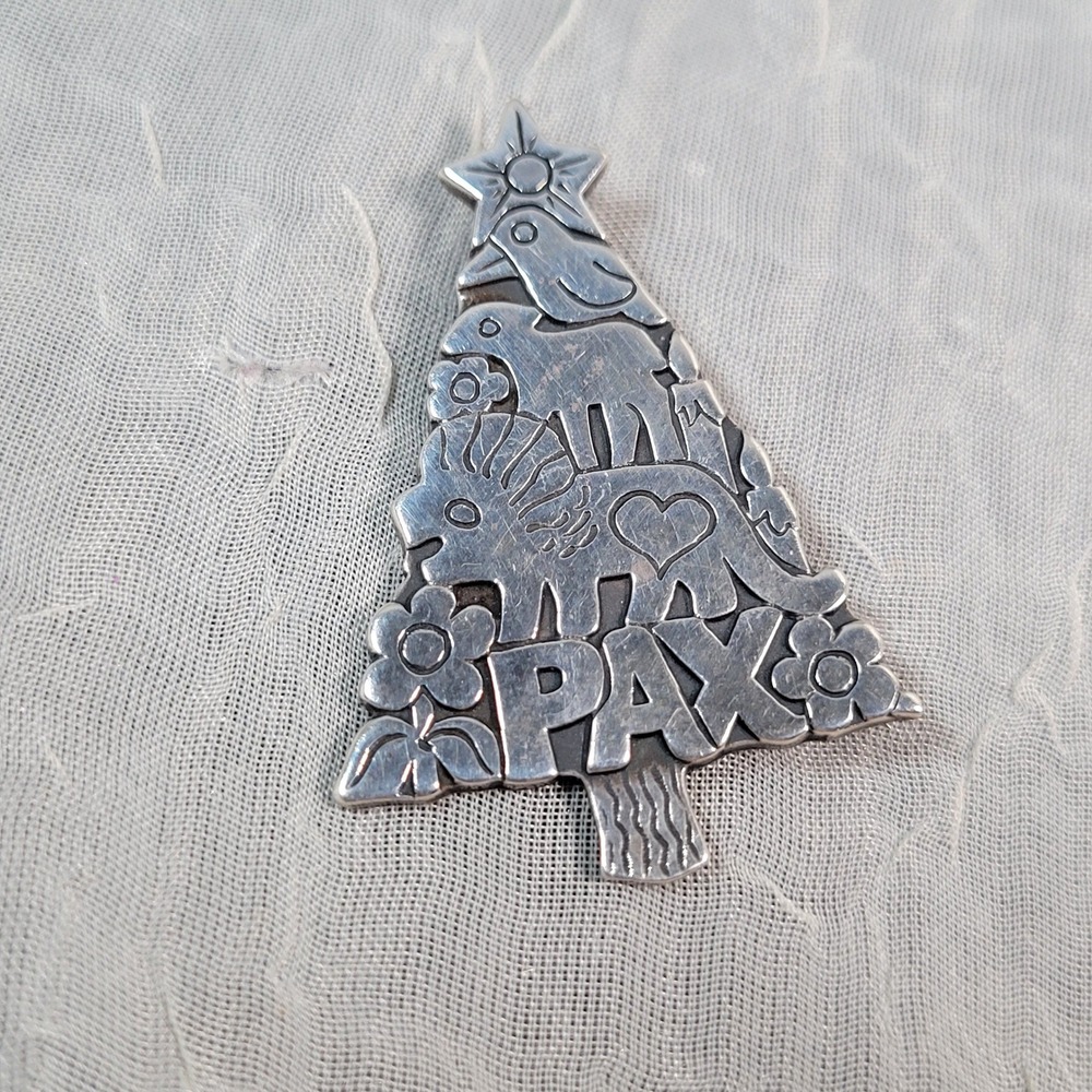 James Avery Sterling Silver PAX Christmas Tree Pendant Brooch Jewelry
